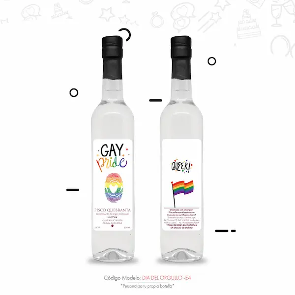 Piscos con diseños de bandera comunidad lgbt