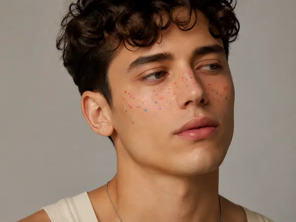 Pecas de colores sobre las mejillas
